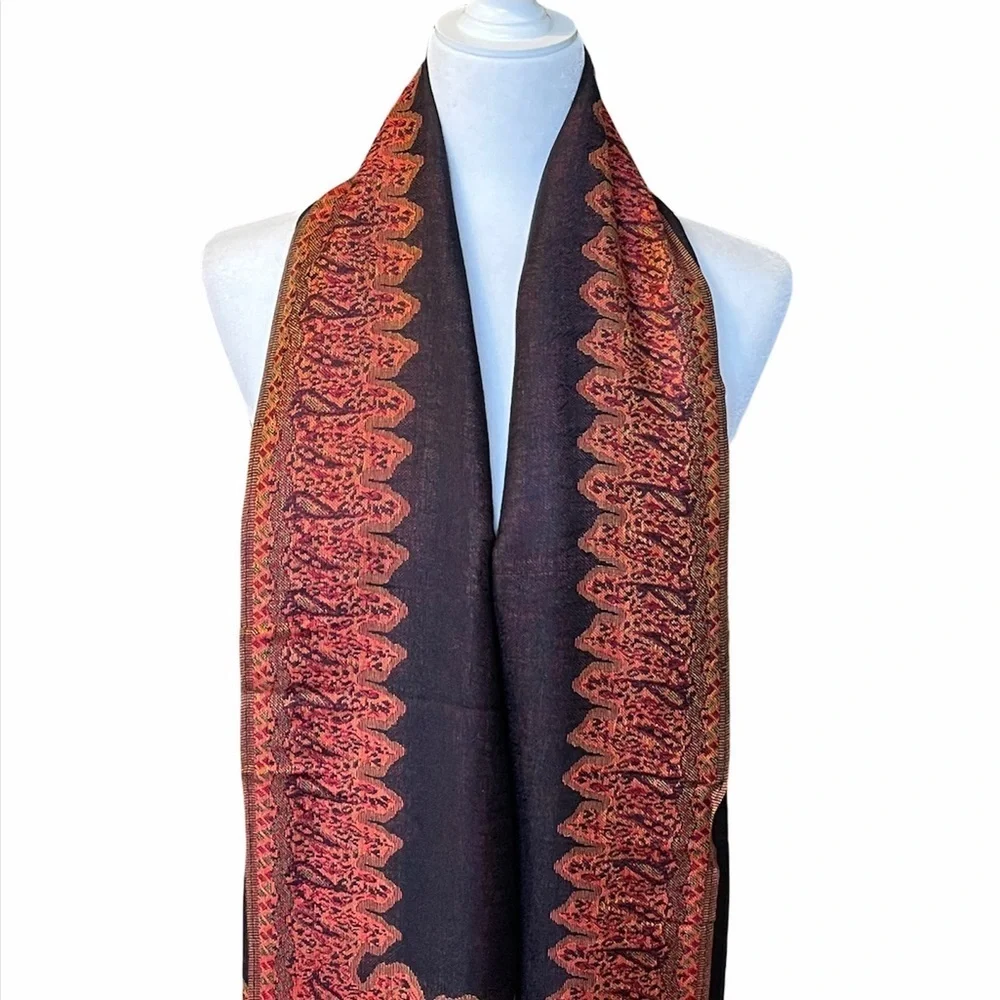 Beautiful Pashmina Style Border Pattern Scarf/ Shawl NEW